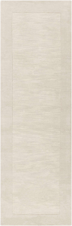 Bordered Solid Beige Cream Wool Rug - Ornate Home