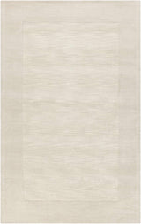 Bordered Solid Beige Cream Wool Rug - Ornate Home