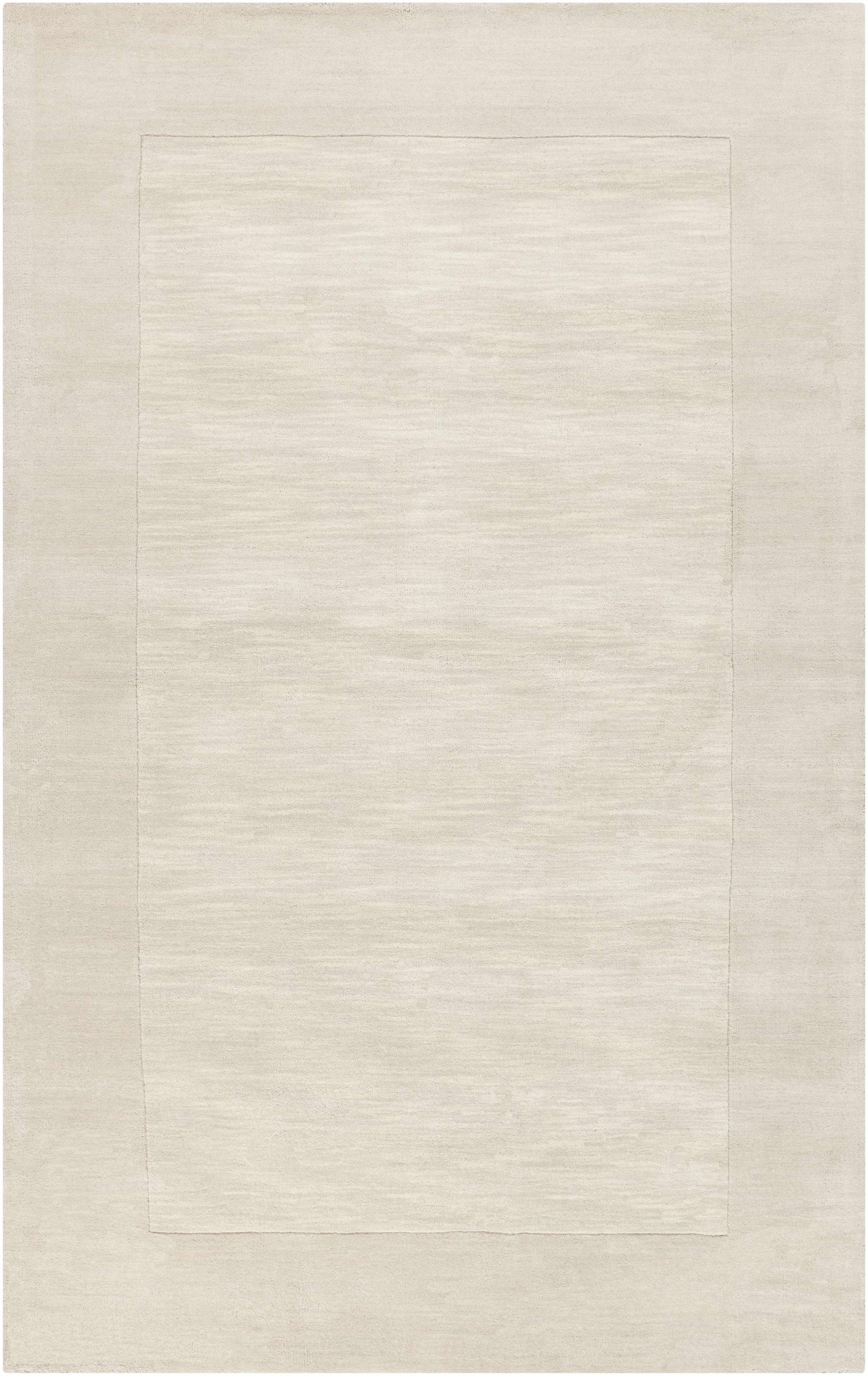 Bordered Solid Beige Cream Wool Rug - Ornate Home