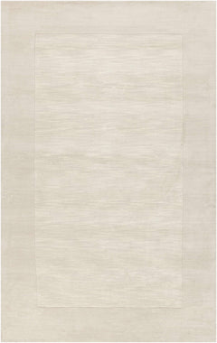 Bordered Solid Beige Cream Wool Rug - Ornate Home
