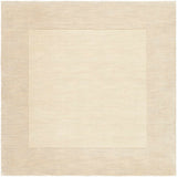 Bordered Solid Beige Cream Wool Rug - Ornate Home