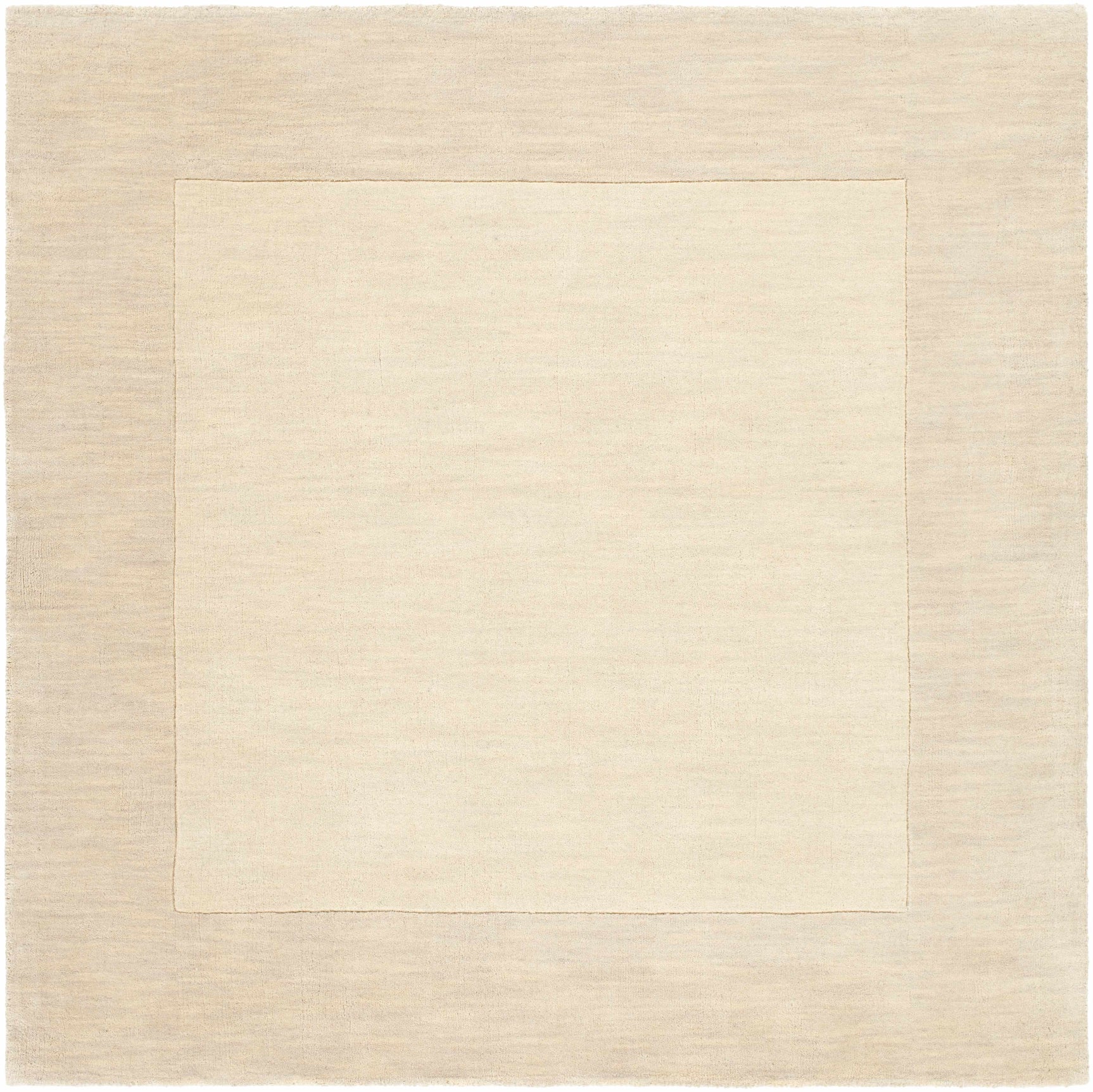 Bordered Solid Beige Cream Wool Rug - Ornate Home
