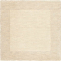 Bordered Solid Beige Cream Wool Rug - Ornate Home