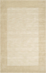 Bordered Solid Beige Wool Rug - Ornate Home