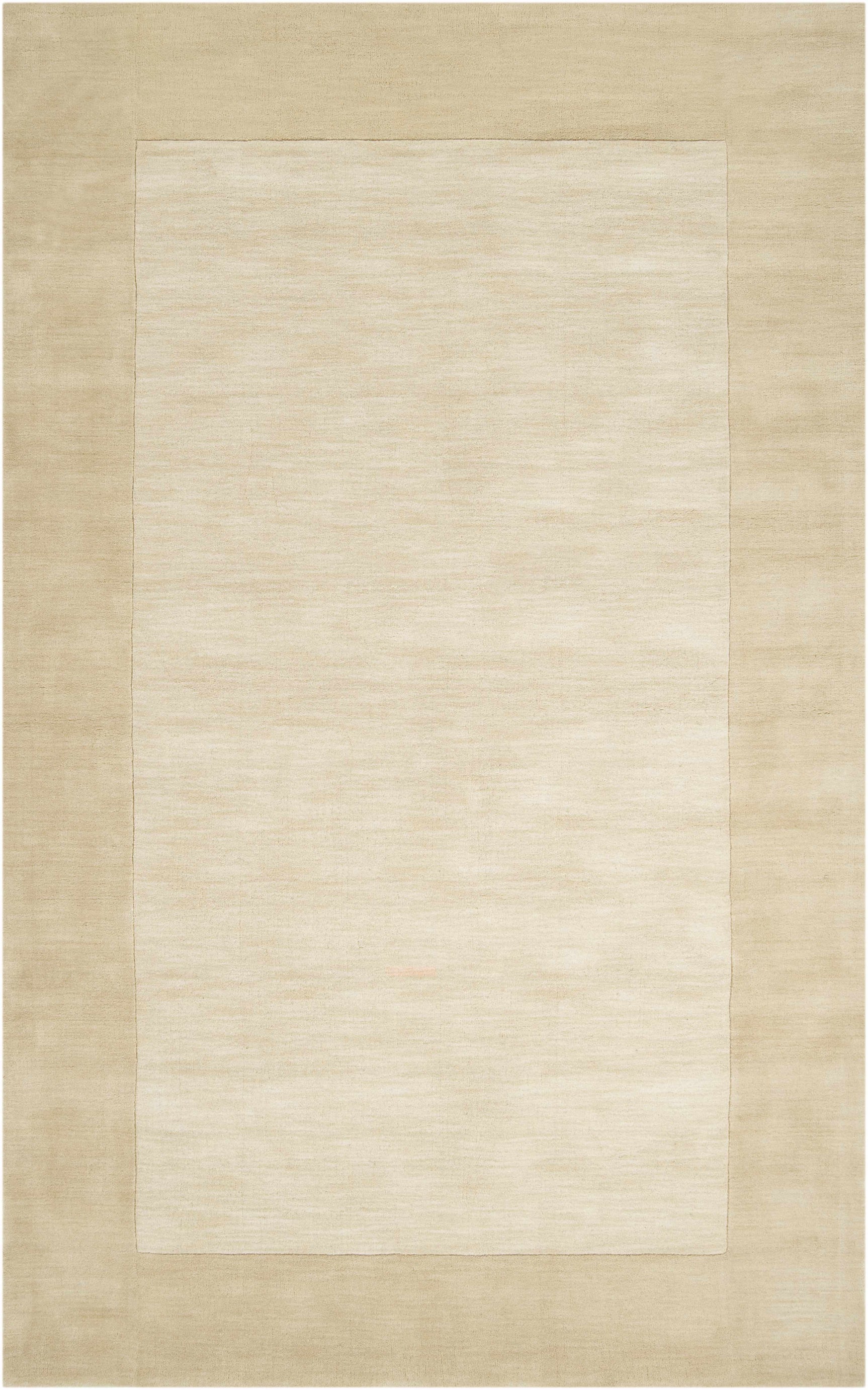 Bordered Solid Beige Wool Rug - Ornate Home
