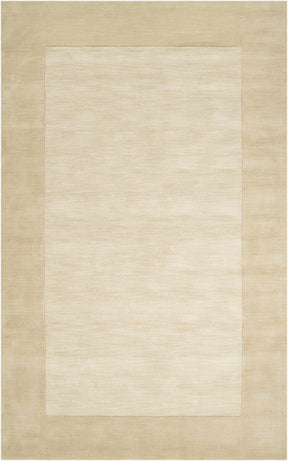 Bordered Solid Beige Wool Rug - Ornate Home