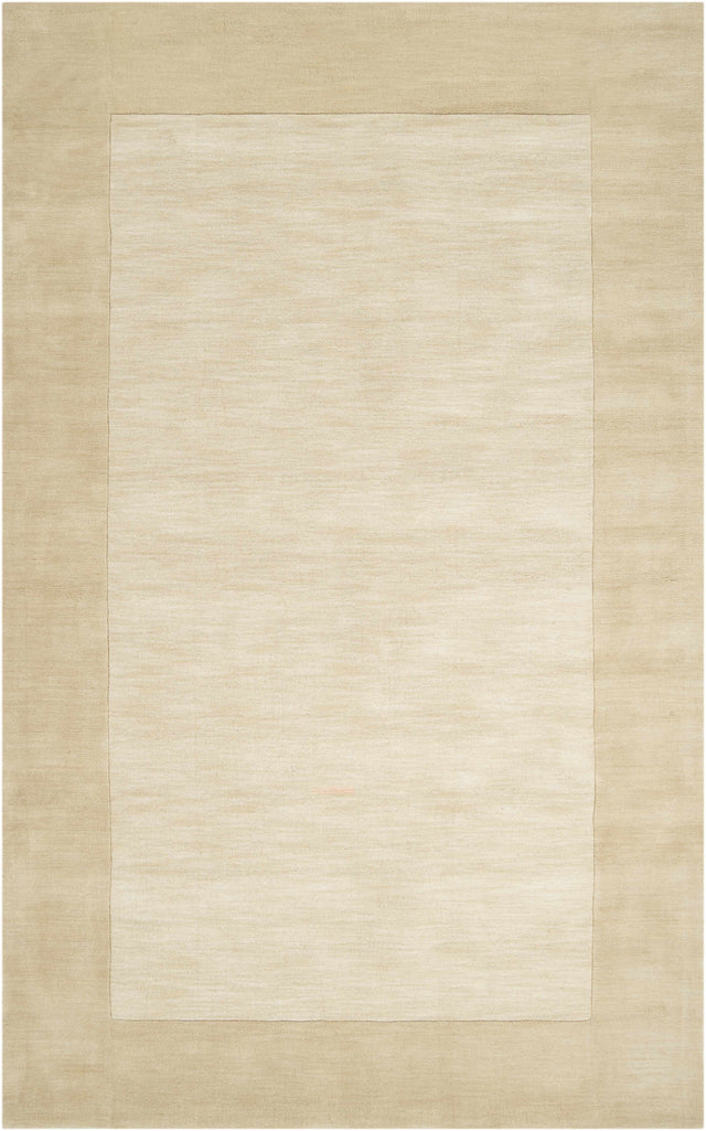 Bordered Solid Beige Wool Rug - Ornate Home
