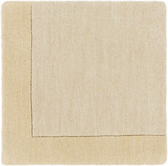 Bordered Solid Beige Wool Rug - Ornate Home