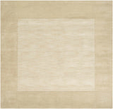 Bordered Solid Beige Wool Rug - Ornate Home