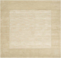 Bordered Solid Beige Wool Rug - Ornate Home