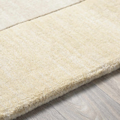 Bordered Solid Beige Wool Rug - Ornate Home