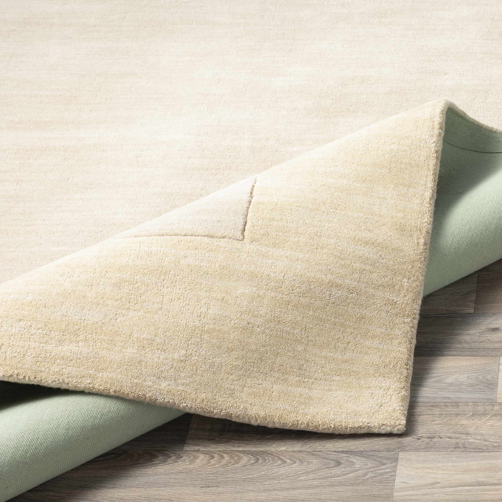 Bordered Solid Beige Wool Rug - Ornate Home