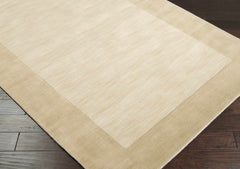 Bordered Solid Beige Wool Rug - Ornate Home