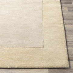 Bordered Solid Beige Wool Rug - Ornate Home