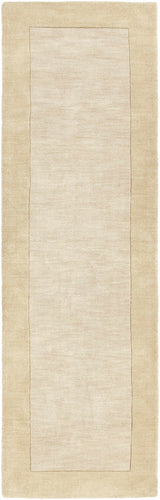 Bordered Solid Beige Wool Rug - Ornate Home