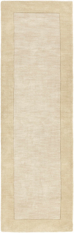 Bordered Solid Beige Wool Rug - Ornate Home
