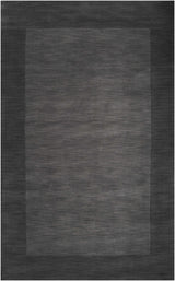Bordered Solid Black Charcoal Wool Rug - Ornate Home