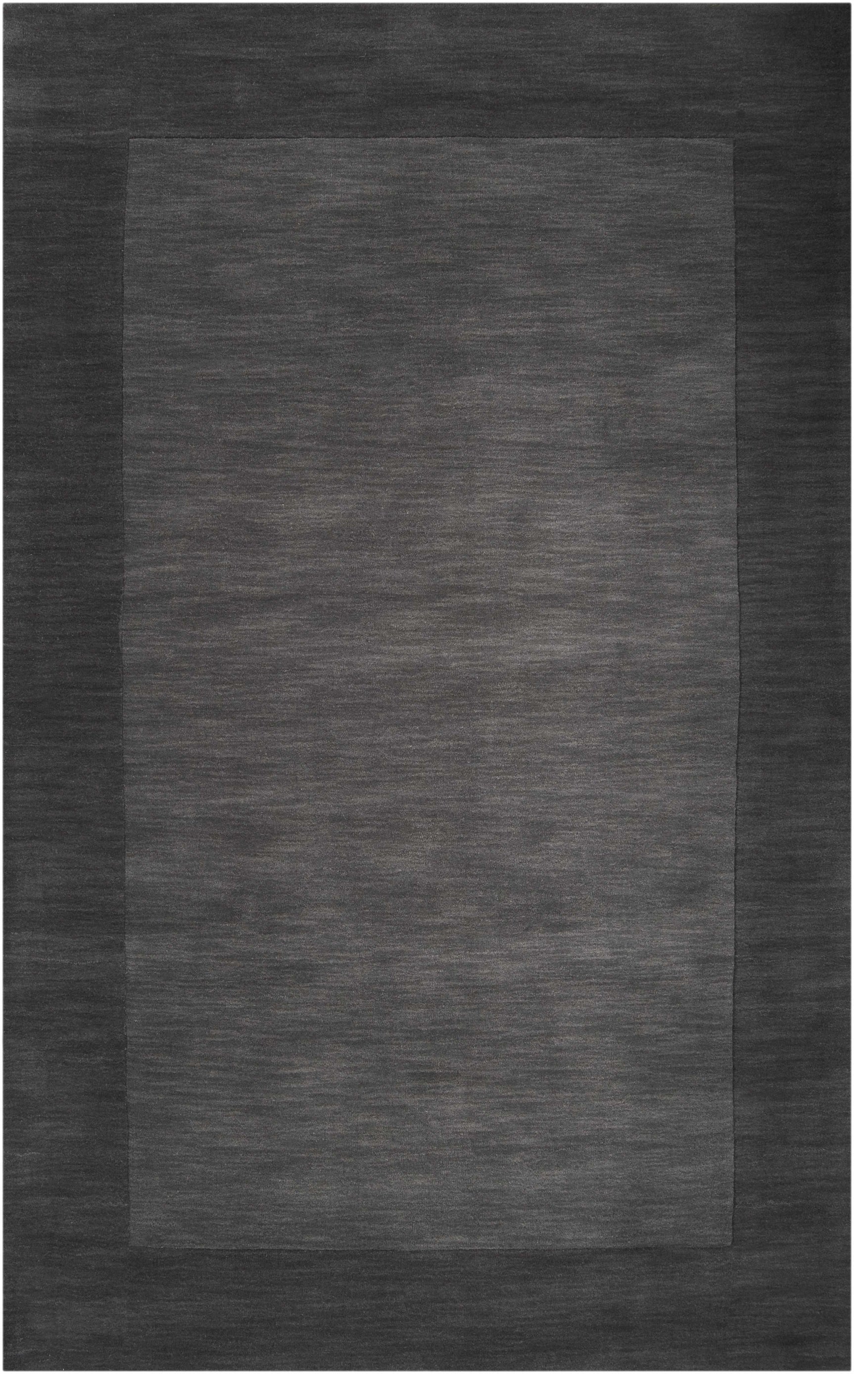 Bordered Solid Black Charcoal Wool Rug - Ornate Home