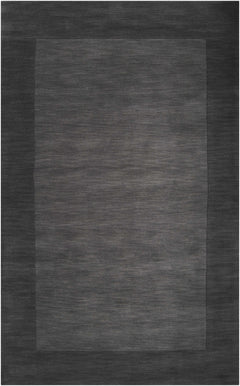 Bordered Solid Black Charcoal Wool Rug - Ornate Home