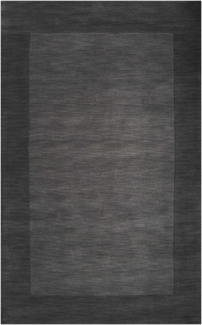 Bordered Solid Black Charcoal Wool Rug - Ornate Home