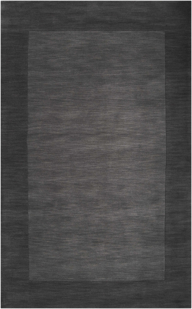 Bordered Solid Black Charcoal Wool Rug - Ornate Home