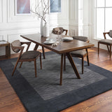 Bordered Solid Black Charcoal Wool Rug - Ornate Home