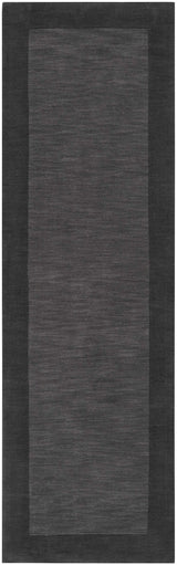 Bordered Solid Black Charcoal Wool Rug - Ornate Home