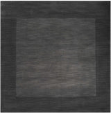 Bordered Solid Black Charcoal Wool Rug - Ornate Home