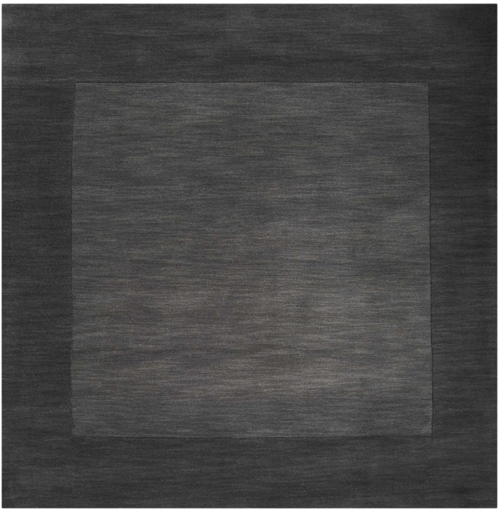 Bordered Solid Black Charcoal Wool Rug - Ornate Home