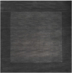 Bordered Solid Black Charcoal Wool Rug - Ornate Home