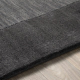 Bordered Solid Black Charcoal Wool Rug - Ornate Home