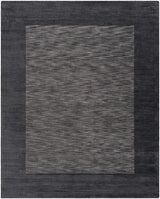 Bordered Solid Black Charcoal Wool Rug - Ornate Home