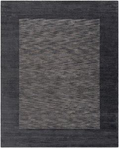 Bordered Solid Black Charcoal Wool Rug - Ornate Home