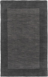 Bordered Solid Black Charcoal Wool Rug - Ornate Home