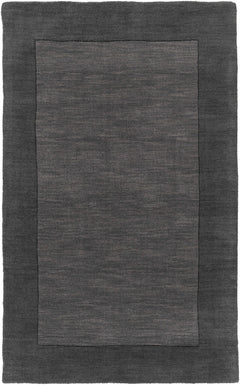 Bordered Solid Black Charcoal Wool Rug - Ornate Home