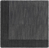 Bordered Solid Black Charcoal Wool Rug - Ornate Home