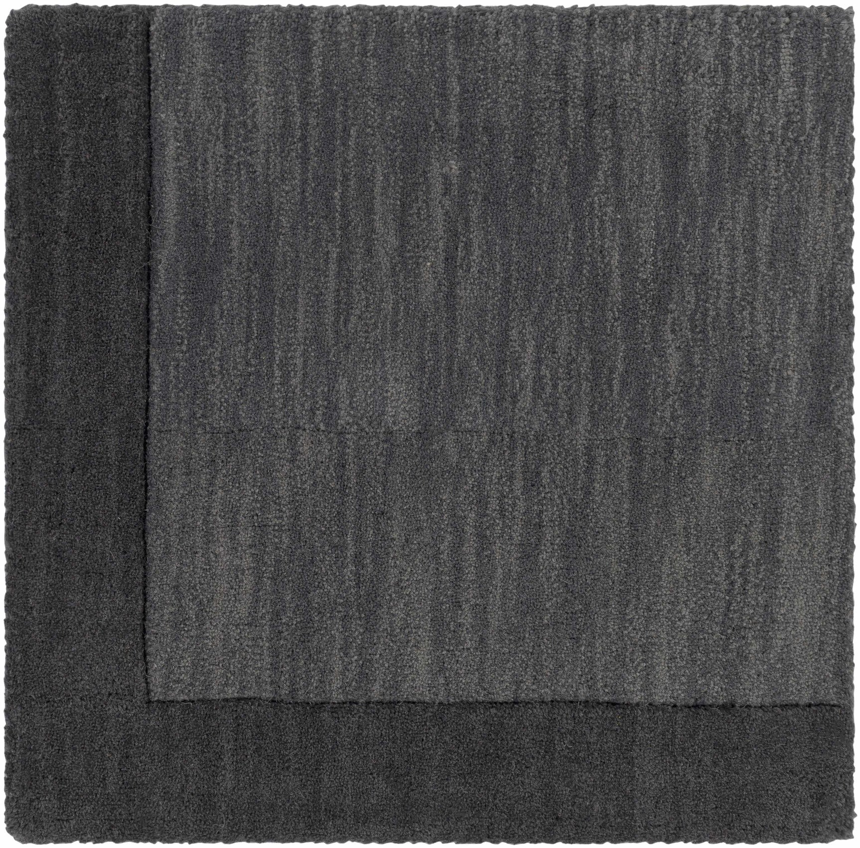 Bordered Solid Black Charcoal Wool Rug - Ornate Home