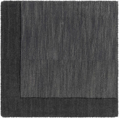 Bordered Solid Black Charcoal Wool Rug - Ornate Home