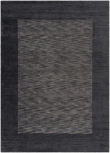 Bordered Solid Black Charcoal Wool Rug - Ornate Home