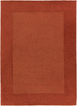 Bordered Solid Brick Red Wool Rug - Ornate Home