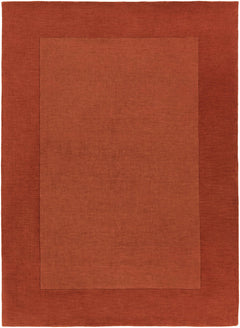 Bordered Solid Brick Red Wool Rug - Ornate Home