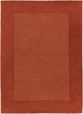 Bordered Solid Brick Red Wool Rug - Ornate Home