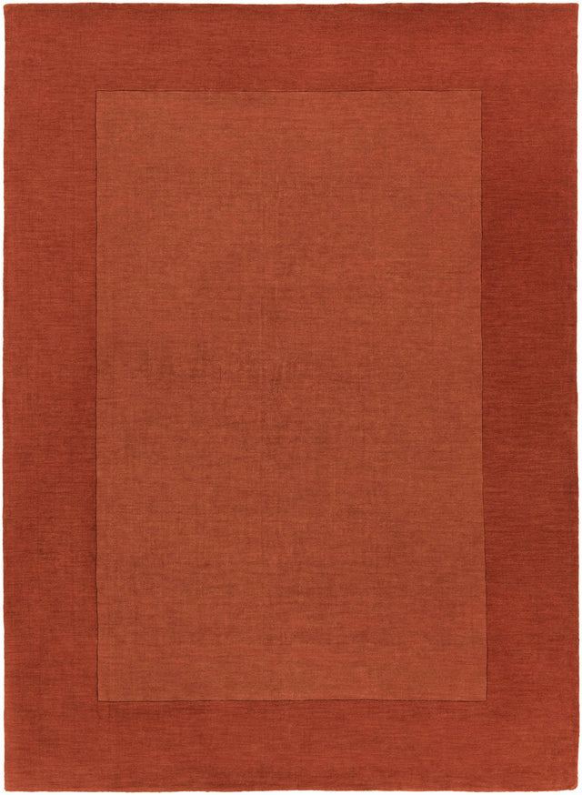 Bordered Solid Brick Red Wool Rug - Ornate Home