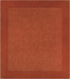 Bordered Solid Brick Red Wool Rug - Ornate Home