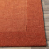 Bordered Solid Brick Red Wool Rug - Ornate Home