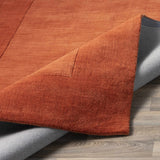 Bordered Solid Brick Red Wool Rug - Ornate Home