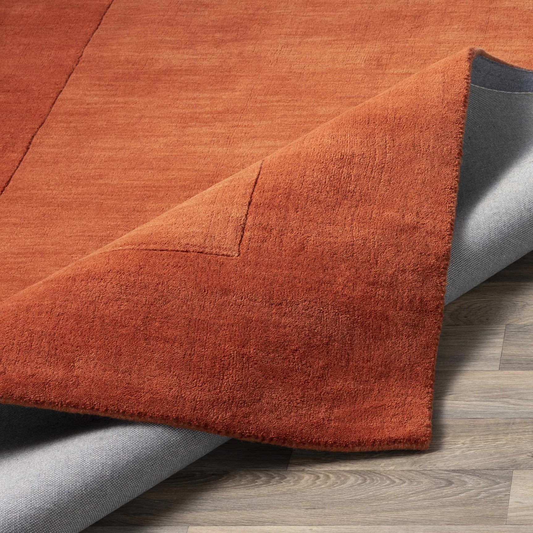 Bordered Solid Brick Red Wool Rug - Ornate Home