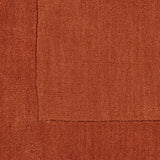 Bordered Solid Brick Red Wool Rug - Ornate Home