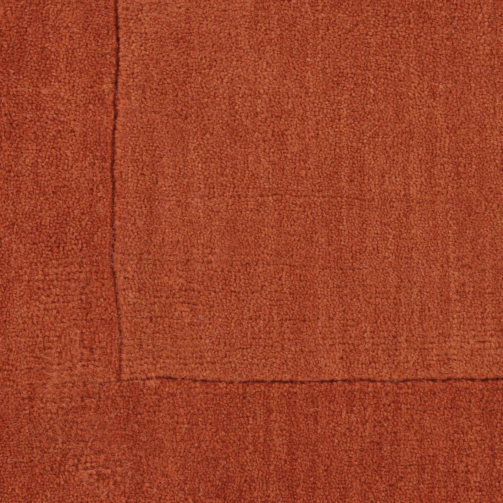 Bordered Solid Brick Red Wool Rug - Ornate Home