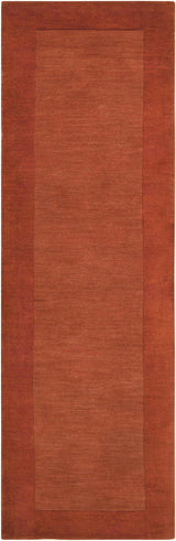 Bordered Solid Brick Red Wool Rug - Ornate Home